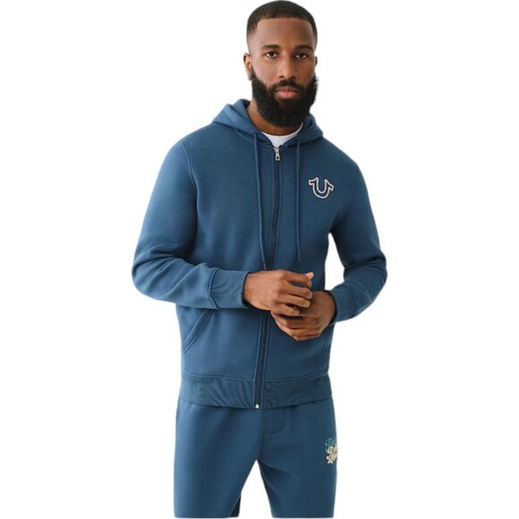 True Religion Men's 2 PC Sweatsuit Fleece Tracksuit Hoodie Joggers Set Malibu - Picture 3 of 16